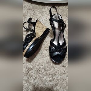 Elegant Black Wedge Sandals